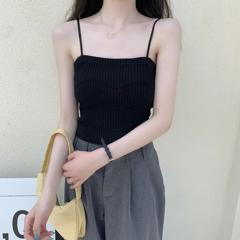 Women Knitted Tube Slip Camisole Top