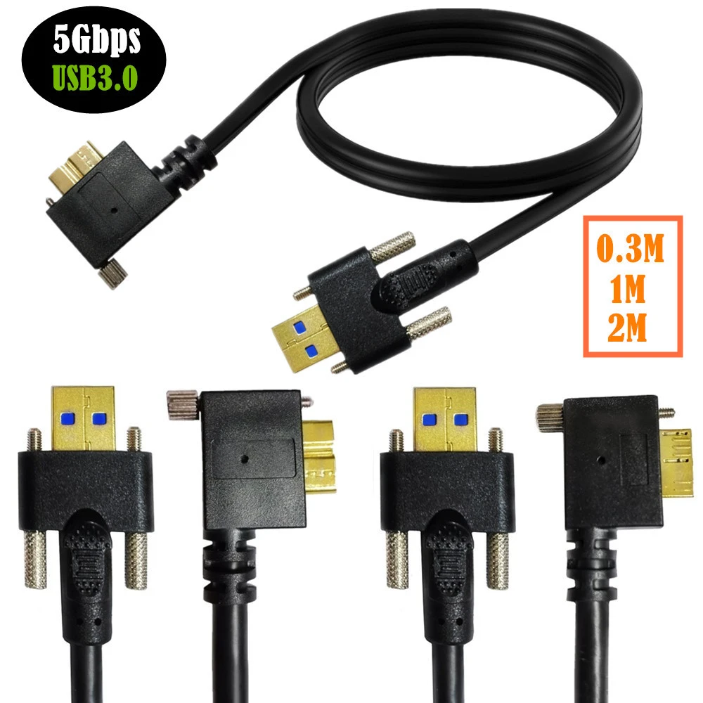 riqueza puramente callejón USB 3.0 to USB3.0 Micro/B Left Right Angled 90 Degree Dual M3 Screw Mount  Data Cable for Point Grey Chameleon Camera 30cm 1m 2m| | - AliExpress