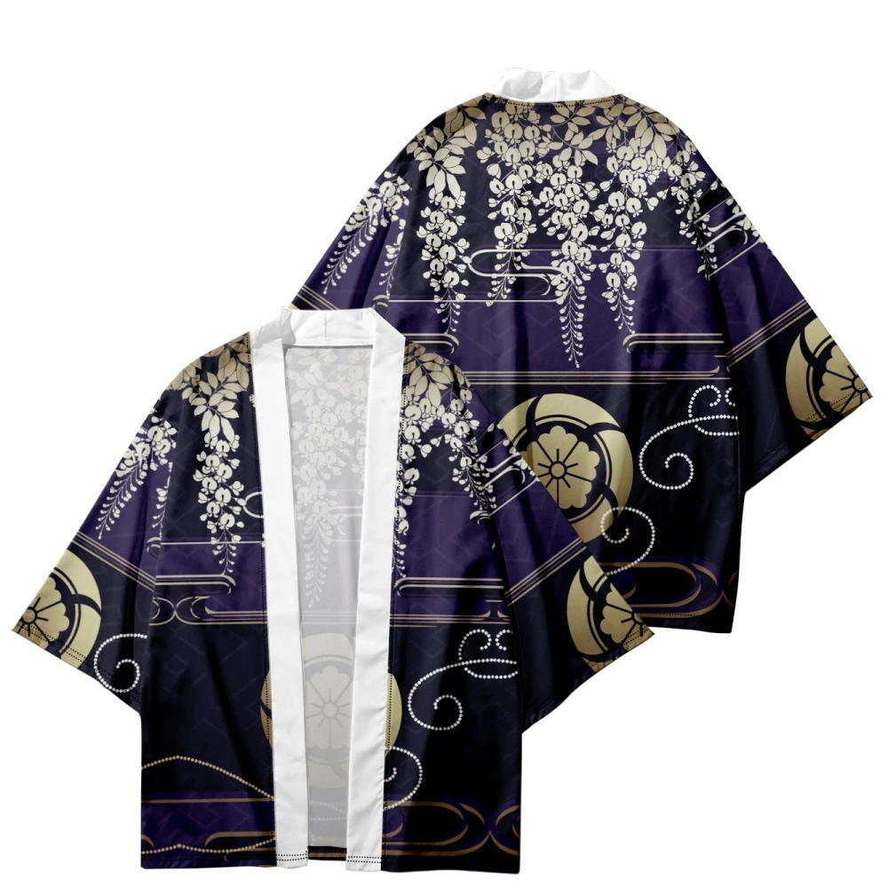 Japanese Ukiyo-e Waves Print Cardigan Kimono Beach Women Men Cosplay Haori Yukata Traditional Asian Shirts Clothing