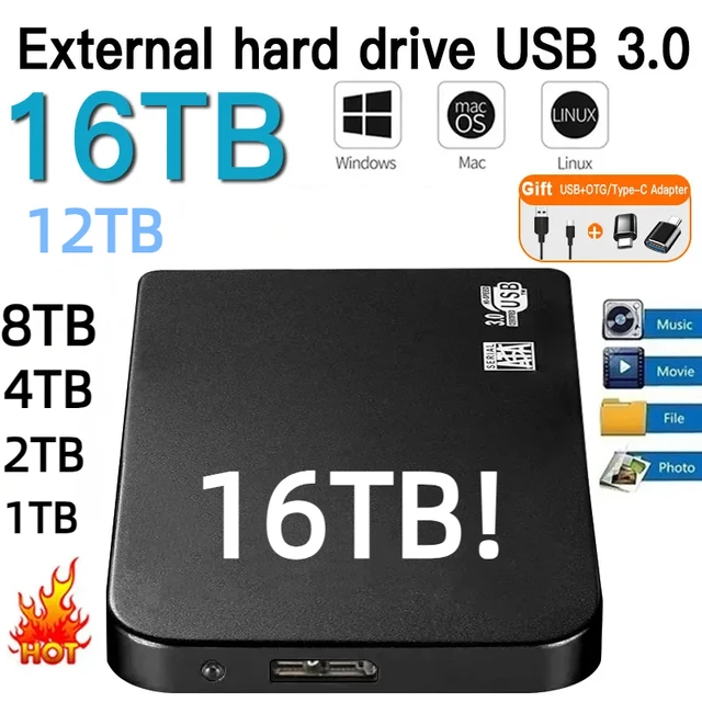 Disque Dur Externe Portable HDD Haute Vitesse USB 3.0 PC Ordinateur Mac OS  Jeux