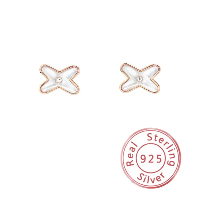 

Franch Luxury Brand Jewelry 18K rose gold earrings 925 Silver studs for Women Classics X Shape earrings JEUX DE LIENS C PARIS