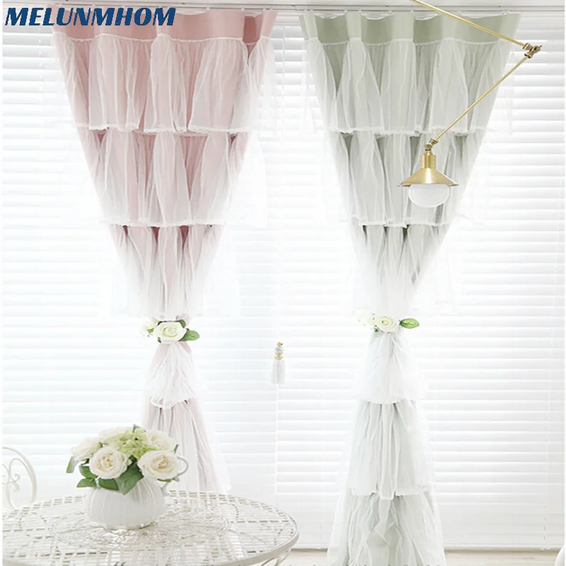 

Modern Sweet 3d Curtains for Princess Bedroom Blackout Lace Sheer Curtains for Girl Kid's Room Window Woman Curtain Living Room