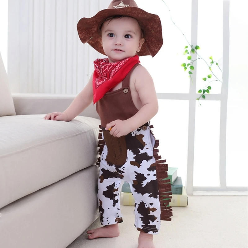 

Infant Shower Gift Photo Clothing & Cowboy Hat Pants Baby Photoshoot Bodysuit