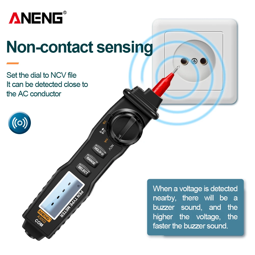 ANENG A3002 4000 Count Digital Multimeter Pen Type Non Contact Meter AC/DC Voltage Tester Resistance Continuity Electrician Tool digital multimeter multimeter tester