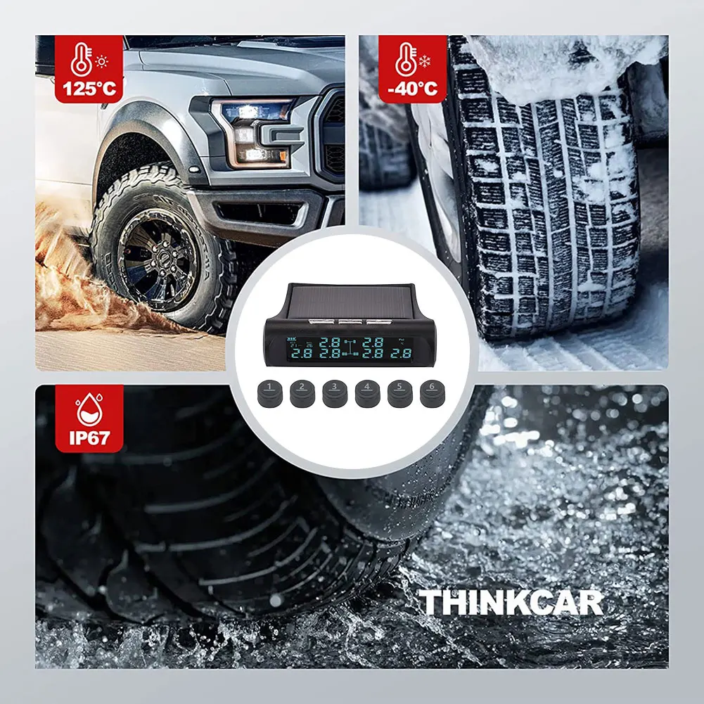 Solar Truck TPMS Tire Pressure Monitor 6 External Sensor LCD Display Car Tire Pressure Monitoring Tyre Temperature Alarm System 9