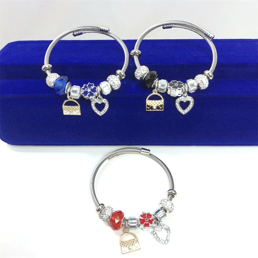 

Fashion heart charm bracelet with Crystal jewelry for women girls