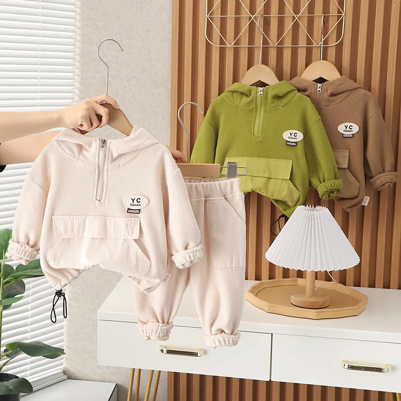 

Children's Clothing Fashionable and Comfortable Hooded Sweater Set Children's Baby Western Style Boy's Clothes Spring and Autumn