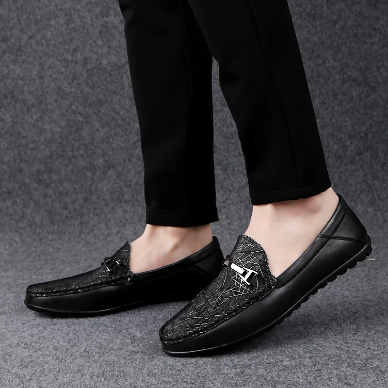 

High-end Italian Genuine Leather Loafers Mens Luxury Brand-name Shoes Mens Formal Business Moccasin Mens Non-slip Driving Shoes