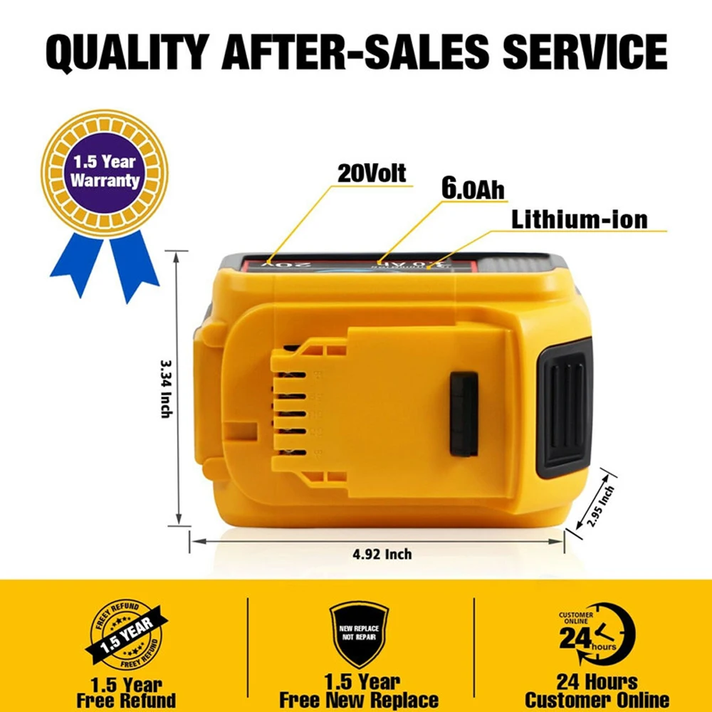Rechargeable Battery Original DCB200 20V 8000mAh Lithium Replacement Battery For Dewalt 18V DCB184 DCB200 DCB182 DCB180 DCB181 DCB182 DCB201 DCB206