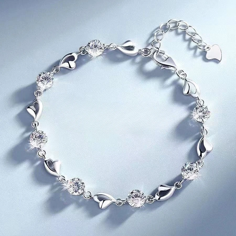 925 Sterling Silver White Zircon Bracelets For Women Luxury