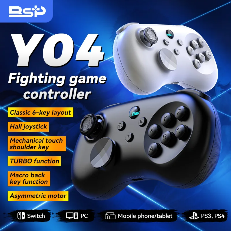 BSP Y04 무선 게임 컨트롤러 (PS3/PS4/스위치/스위치 2/PC/안드로이드/하모니OS/iOS 호환) 홀 조이스틱 게임패드, 조절 가능한 모터 탑재
