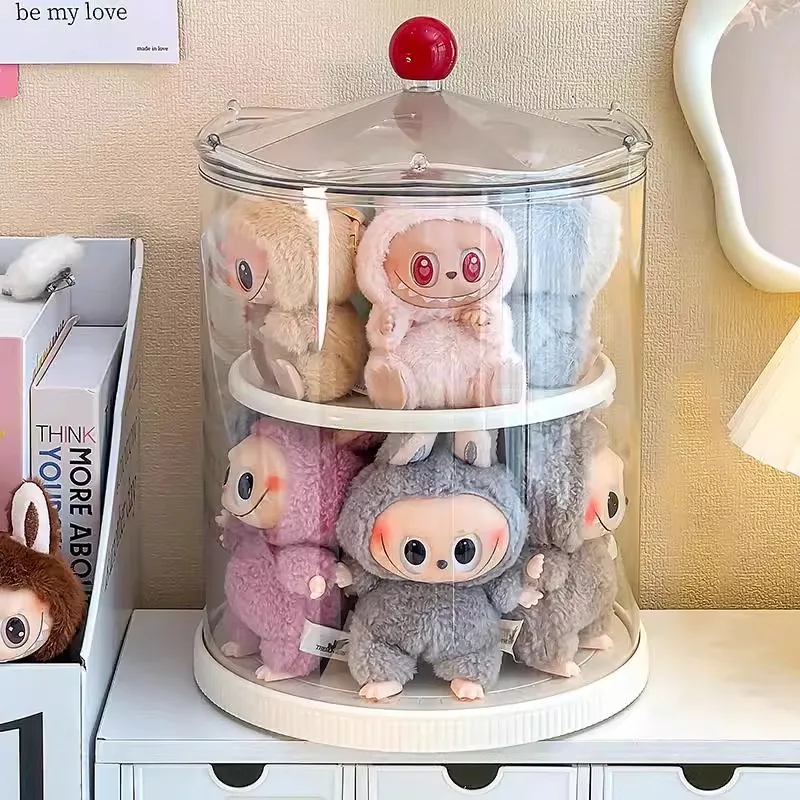 Labubu Rotating Display Box, Transparent Acrylic, Plush Doll Hand