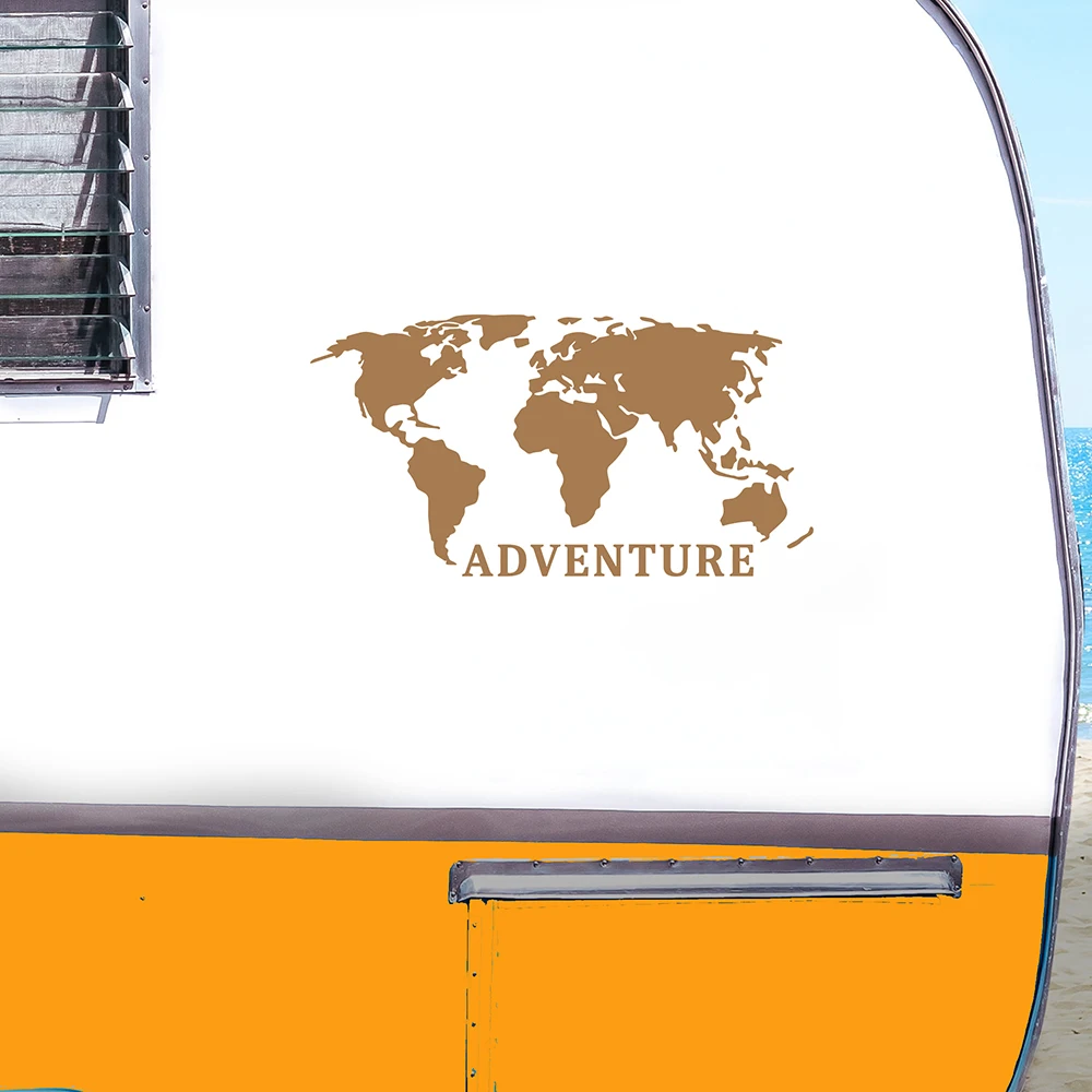 Adventure World Map Design Ca Camper Door Decor Stickers Caravan Vans Tuning Vinyl Decals Accessories Waterproof camper door stickers