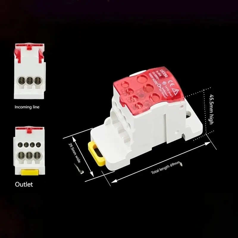 UKK-80A Single Stage Splitter Box Wire Connector High-Current Household Into A Multi-Outlet Terminal Block Rail Splitter Box