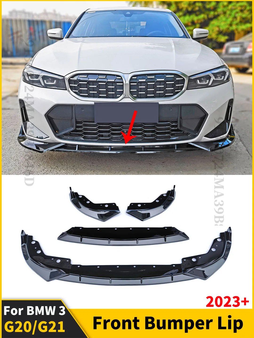 

Передний бампер, нижний подбородок, разветвитель, настройка Facelift для BMW G20 G21 3 серии 2023 330i 320d M340i Touring xDrive Air Dam Trim