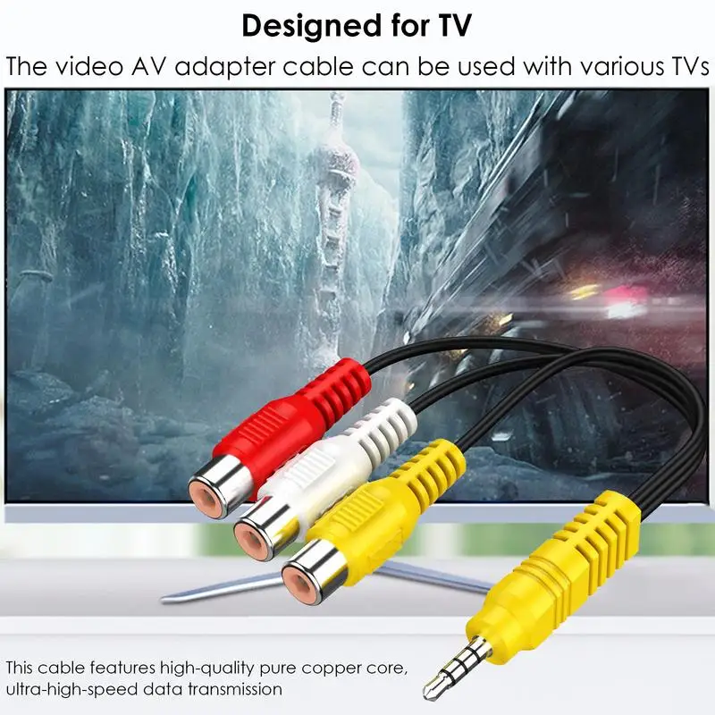3.5MM To 3 RCA Cable Video Component AV Adapter Cable For TCL TV 3.5mm To RCA Red White And Yellow Female Video TV Set