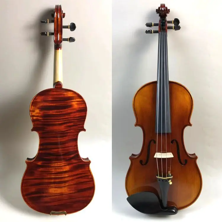 Suono Forte! Violino Fatto A Mano 4/4 Stradivarius Natural Dense Flame Maple Back Panel Violino Strumento Musicale Professionale