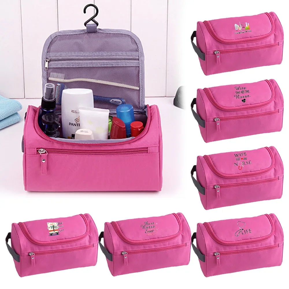 Makeup Pouch Toiletries Organizer Travel Waterproof Cosmetic Bag Portable Hanging Wash Bag Nurse Printing Series Beauty Case silicone waterproof dirt resistant cosmetic bag makeup toiletries bag storage travel brush wash organizer portable accessor i9k6