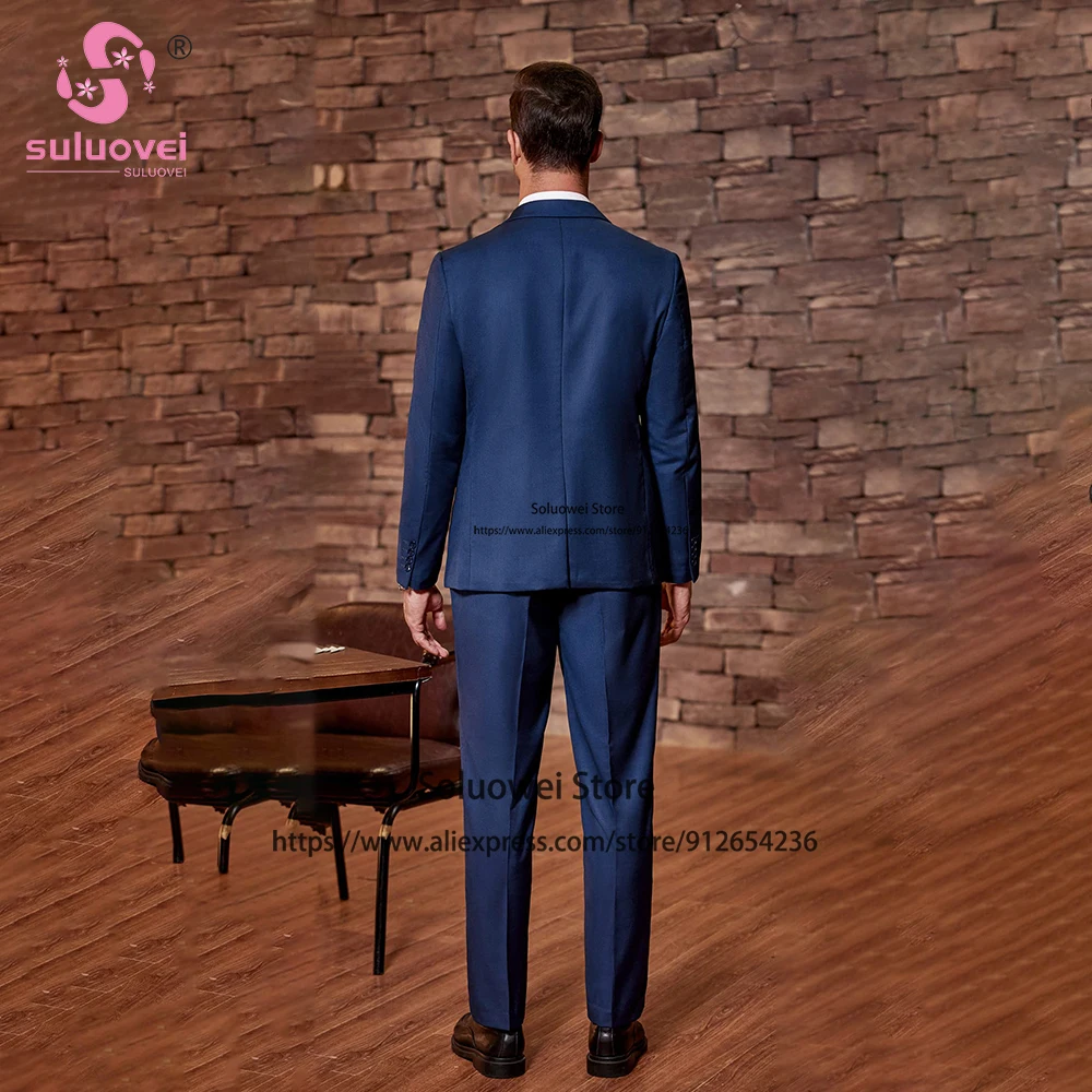 Classic Slim Fit Suits For Men Wedding 2 Piece Pants Set Formal Groom Dinner Party Prom Tuxedo Blazer Costume Homme Pour Mariage