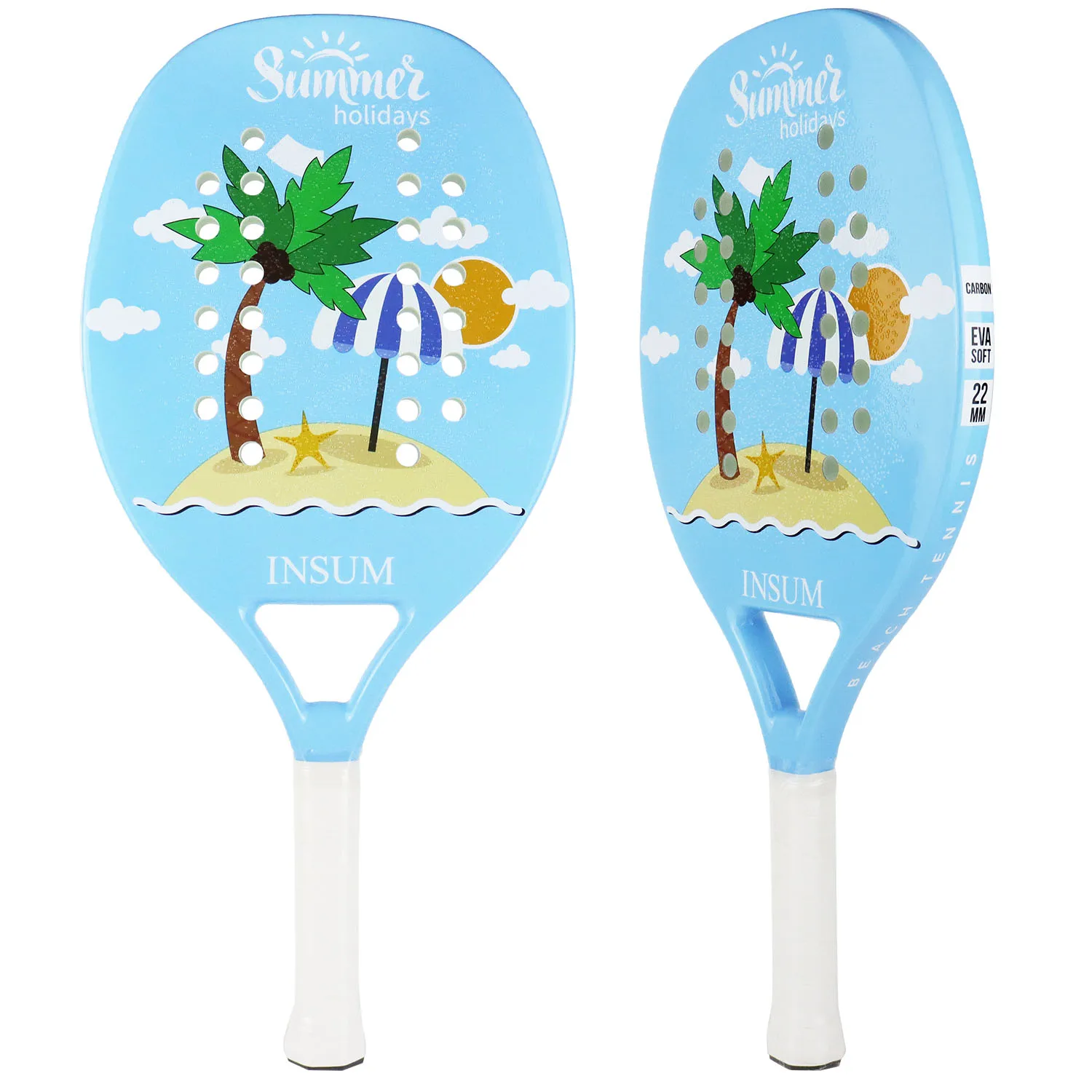 Beach Tennis Paddle Beach Tennis Racket Carbon Fiber with EVA Memory Foam Core Lightweight Paddles-Colorful