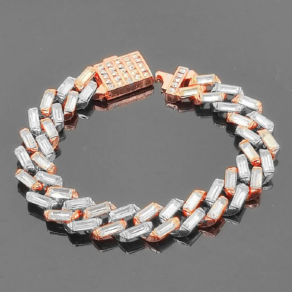 2022 New 13mm Baguette Tennis Chain Bracelet For Men Women Miami Cuban Link Chain Anklet Beach Jewelry Hip Hop Summer Style