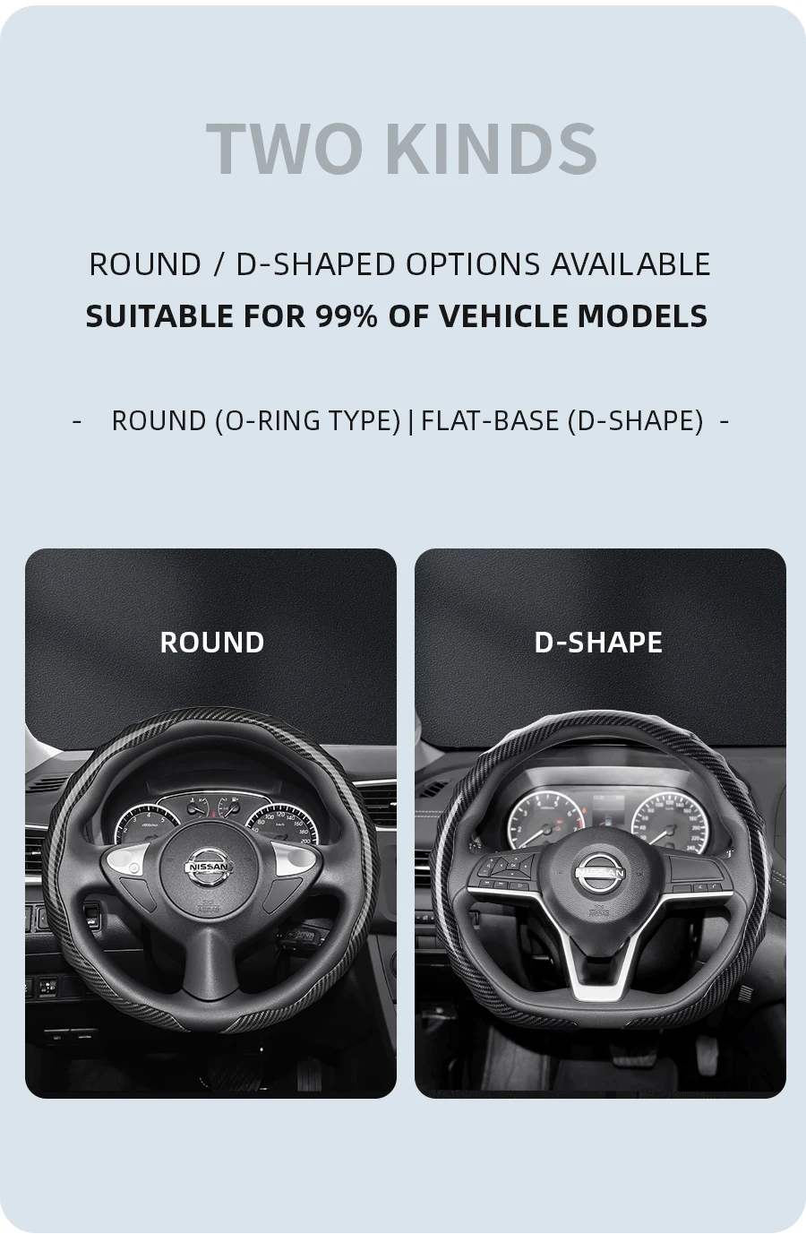 Passend für Nissan Carbon Fiber Texture Lenkradbezug mit Snap-On Wave-Shaped Sport Design Sentra Qashqai Rogue Altima Sylphy Murano Micra Kicks Play Pathfinder Ariya Armada Frontiere Leaf Versa – Detail 7