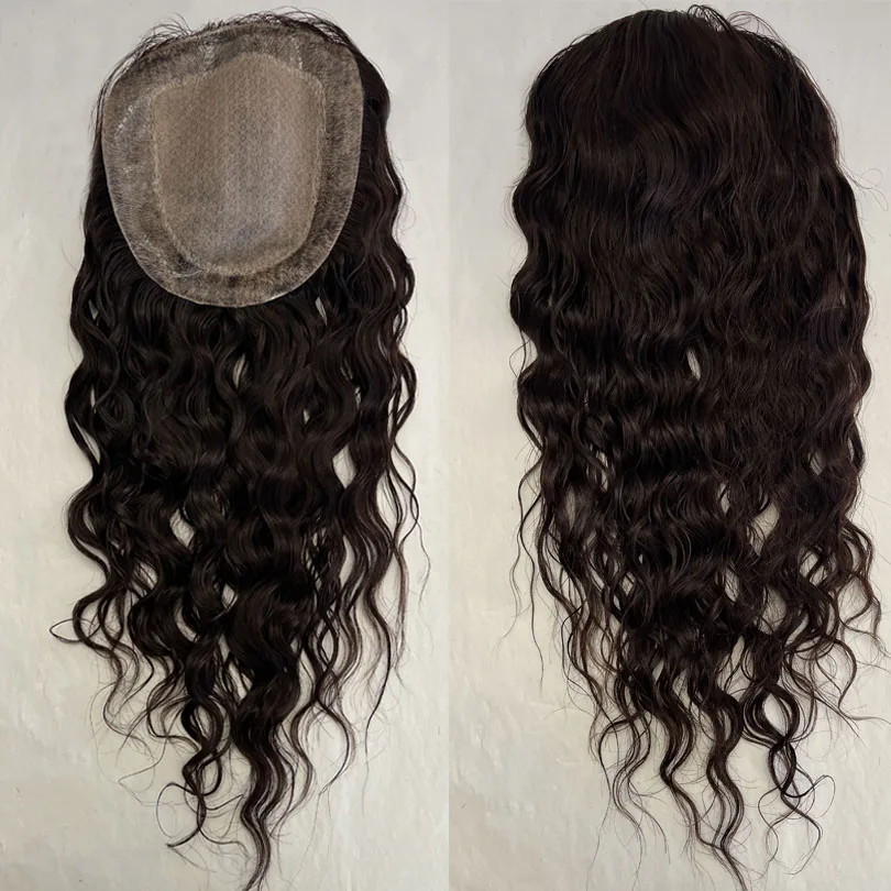 6x6inch Silk Base Topper for Wome European Loose Wave Virgin Human Hair Topper Breathable Hair Piece 2CM PU Around