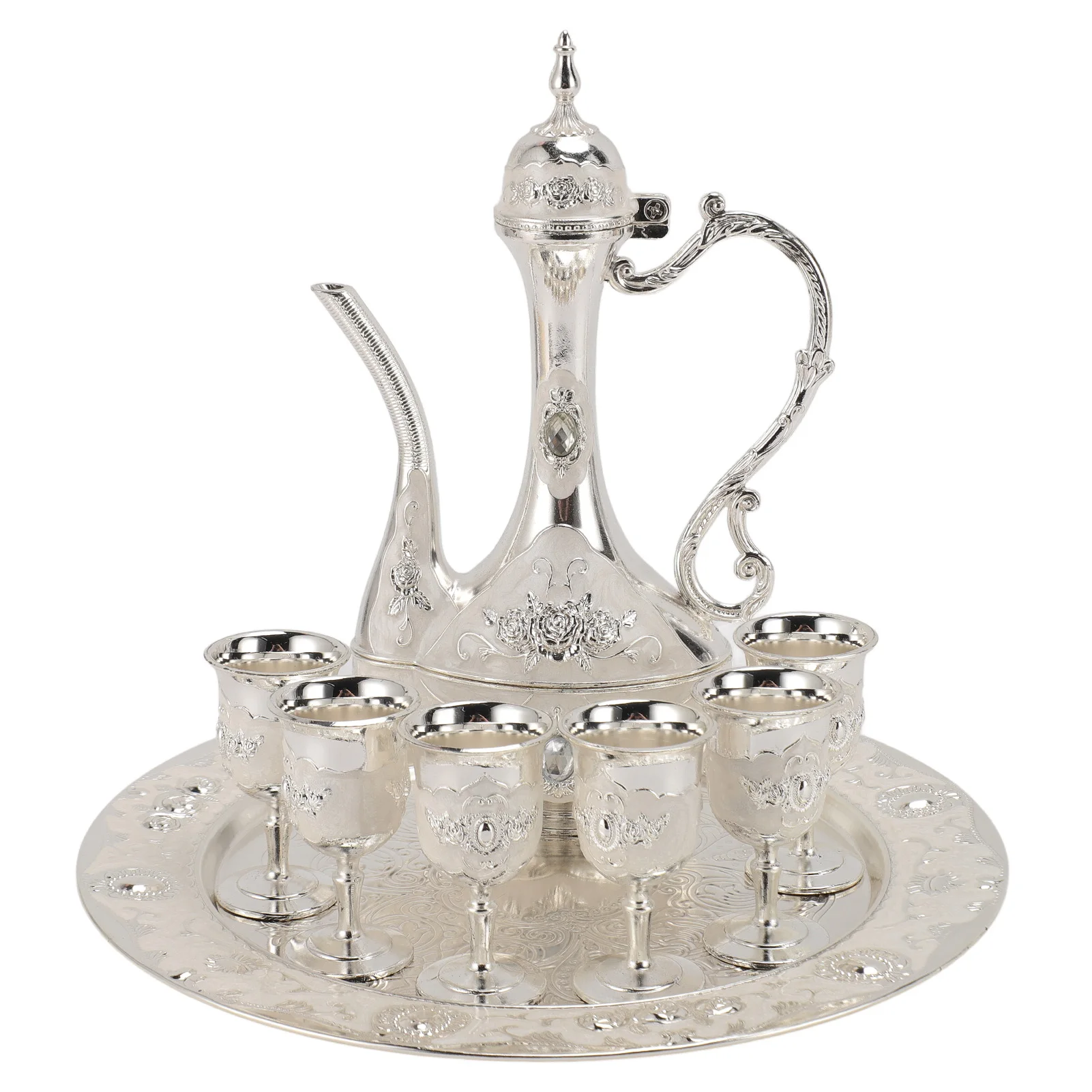 

Vintage Turkish Coffee Pot Set Zinc Alloy Rustproof Colorfast Elegant Turkish Tea Set For Home Party Banquet Wedding