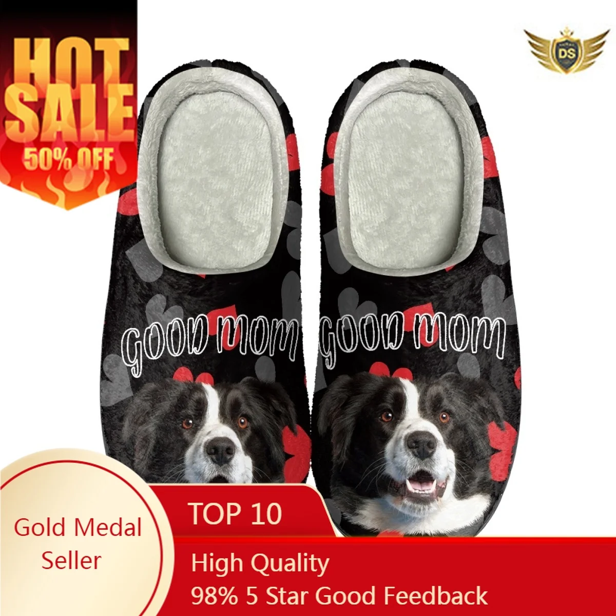 Lovely Dog Printed Women's Cotton Slippers Non-slip Ladies Home Shoes Dropshipping Comfortable Warm Flats Footwear Zapatos Mujer