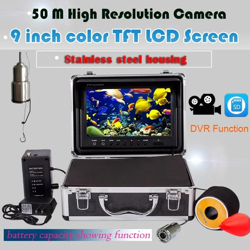 WF39 9-inch visual fishing device color underwater camera 1000 line high definition night vision camera fish finder with DVR