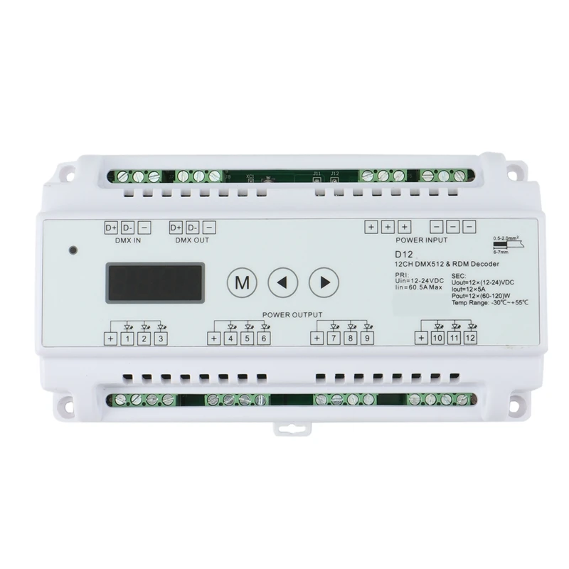 

DC5V-36V вход 12 каналов CV DMX512 декодер, 5Ax1 2ch выход с дисплеем для светодиодной Rgb светодиодной ленты
