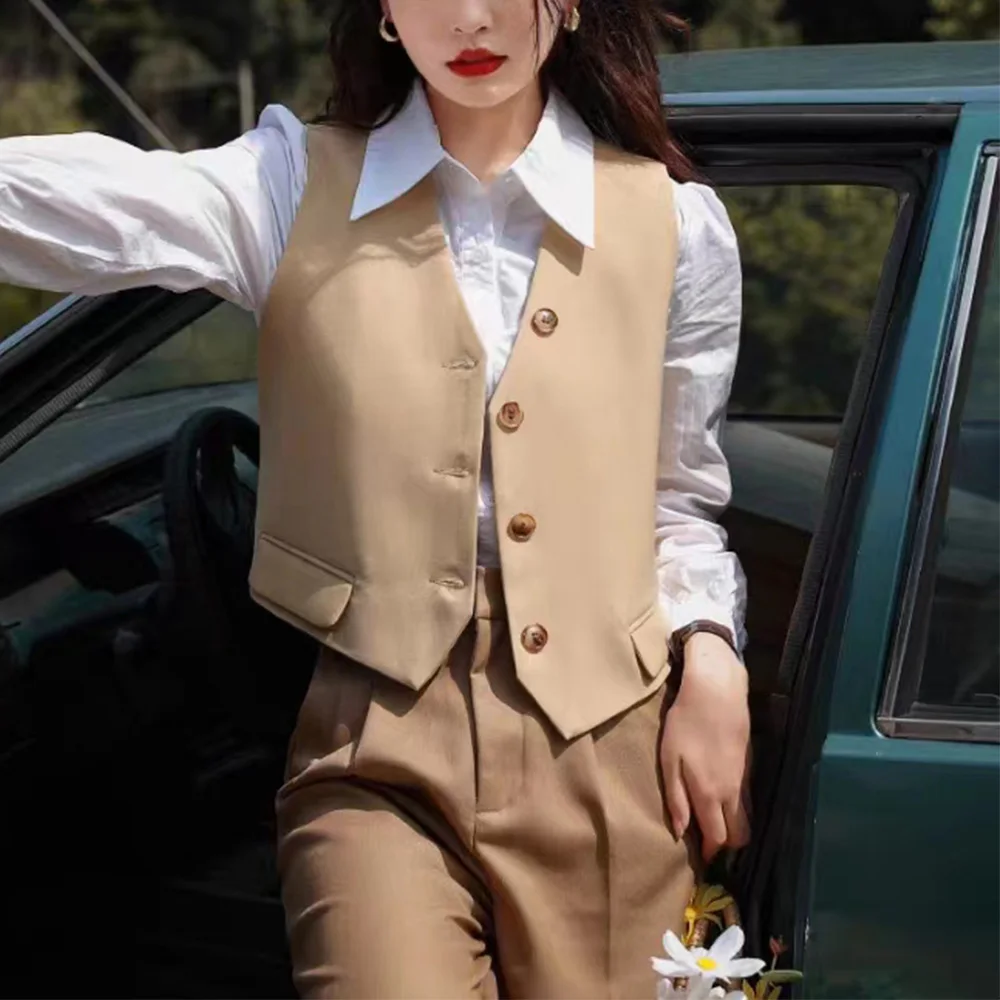 

Spring and Autumn Vest Women's 2023 New Short Style All-match Early Autumn Top Fashion Design Single-breasted