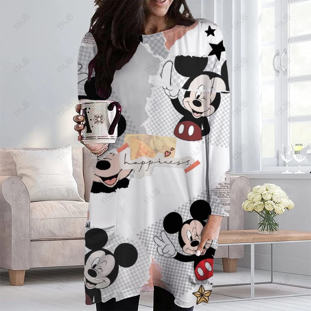 

Женская футболка с принтом Минни Маус и длинным рукавом, с круглым вырезом