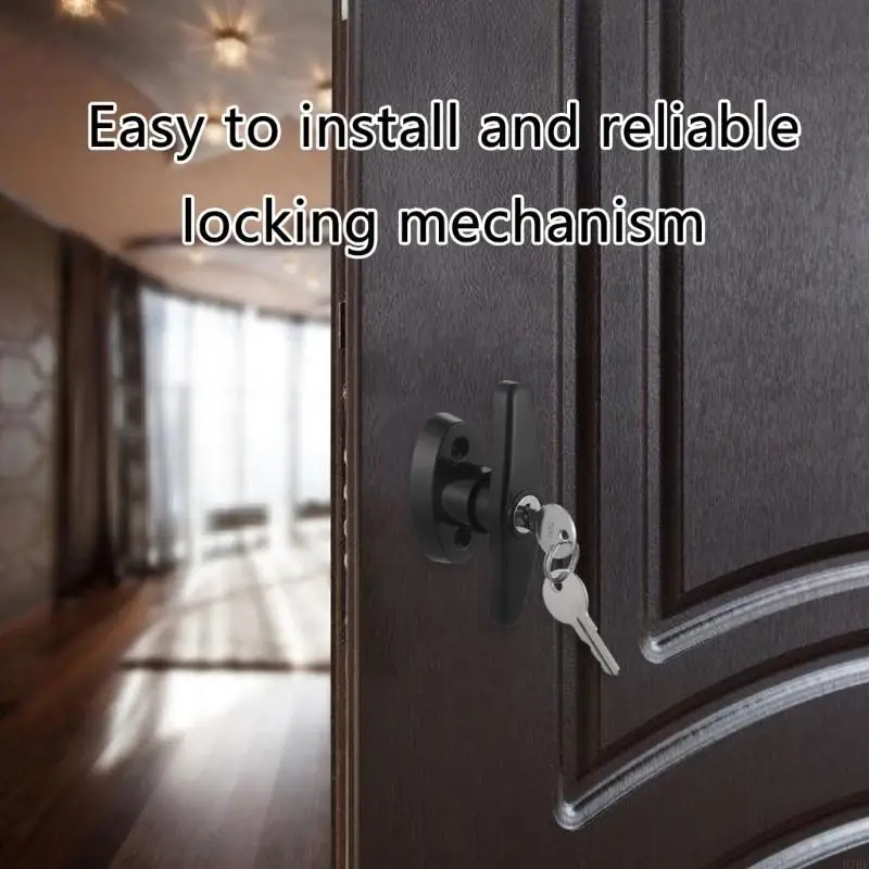 H7BF Long Handle Lock set with Stem & Keys Heavy Duty Black Handle Lock & Keys Shed Security for Various Structures