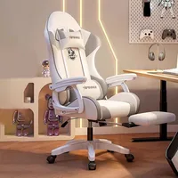 Ergonomic With Lumbar Office Chair Cream Wind Nordic White Relax Gaming Chair Cute Neck Pillow Chaise Bureau Home Furniture 1