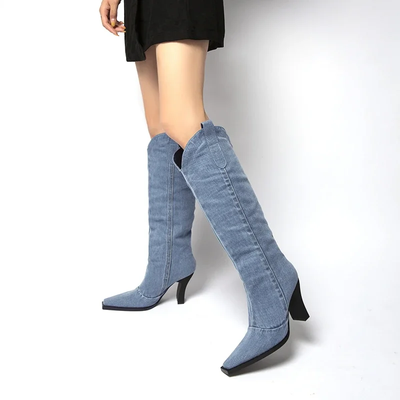Brand New Denim Ladies Non-slip Boots Fashion Thick-soled Spring Thigh High Boots Women 2021 Fashion Casual Shoes Women Boots