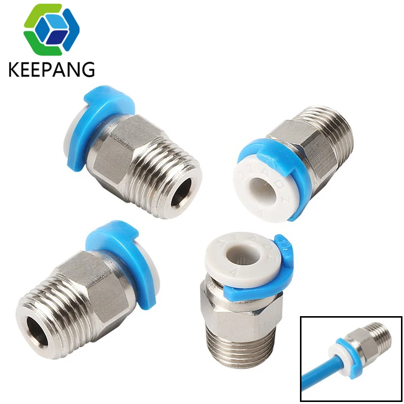 20pcs Pneumatic Connectors JP4-01 PC4 M6 Straight Feeding For Bowden Remote Extruder 2*4mm PTFE Tube Reprap Air 3D Printer Parts