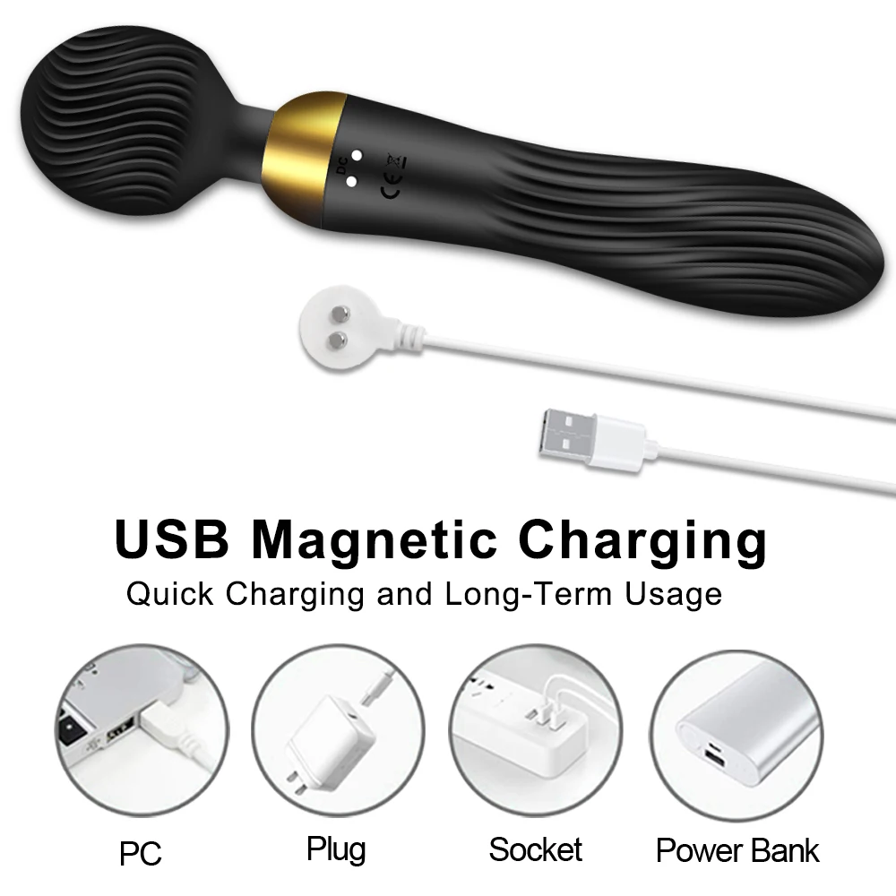 Av Magic Wand Vibrator Clitoris Stimulator Powerful Dual Motor_voghion.com