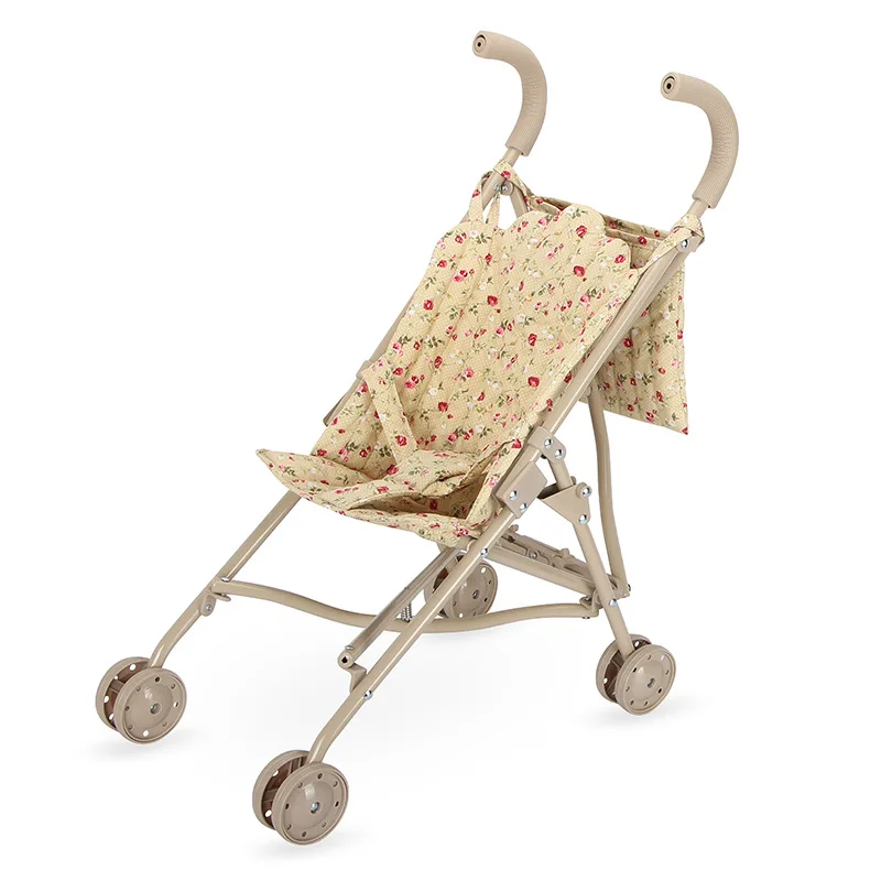 Floraler Puppenwagen für Puppen, zusammenklappbarer Puppenwagen, Kutsche mit Tasche, Puppenzubehör, Spielspielzeug, Haus, Jungen und Mädchen, Geburtstagsgeschenk – Detail 8