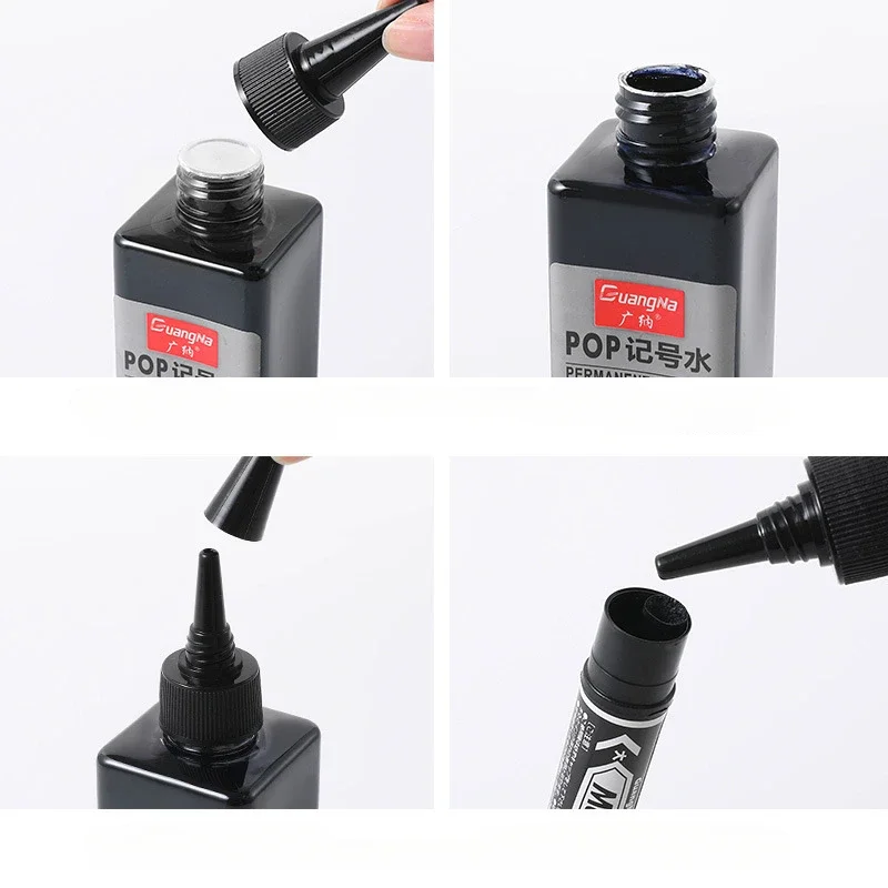 1pcs POP 마커 특수 잉크 유성 비지울수 없는 잉크 빠른 건조 방수 및 태양에 강한 블루 레드 블랙 필링 솔루션