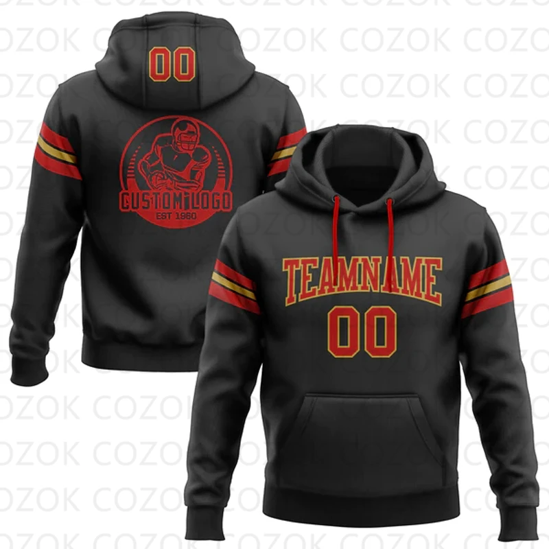 Customized Hoodies Black Red Colour Jersey 3D Printed  Unisex Pullovers Hoodie Casual Sweatshirts