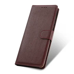 Premium PU Leather Flip Wallet Protective Cover for Redmi 13C (WineRed)