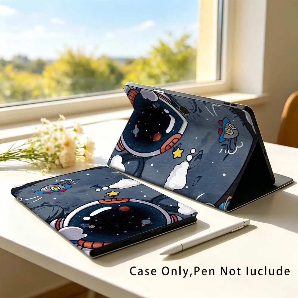 Cartoon Astronaut Cute Tablet Case with Pen Tray, Fits Various Sizes