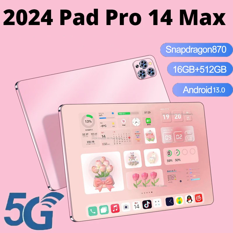 

Latest Global Version New Pad Pro 14 Tablet Android 13 16GB RAM 1TB ROM Wi-Fi GPS Google Play for Visitors Free Leather Case 5G