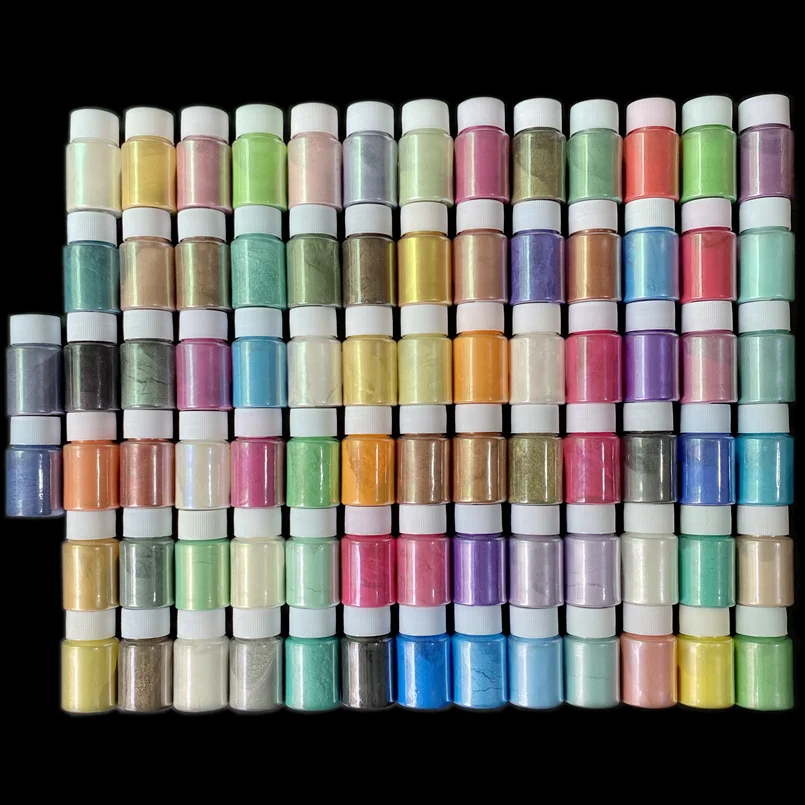 80*10g Mica Pearl Powder Cosmetic Grade Epoxy Resin Paint Kit Nails Art Bath Bomb Soap Candle Slime Pearlescent Pigment