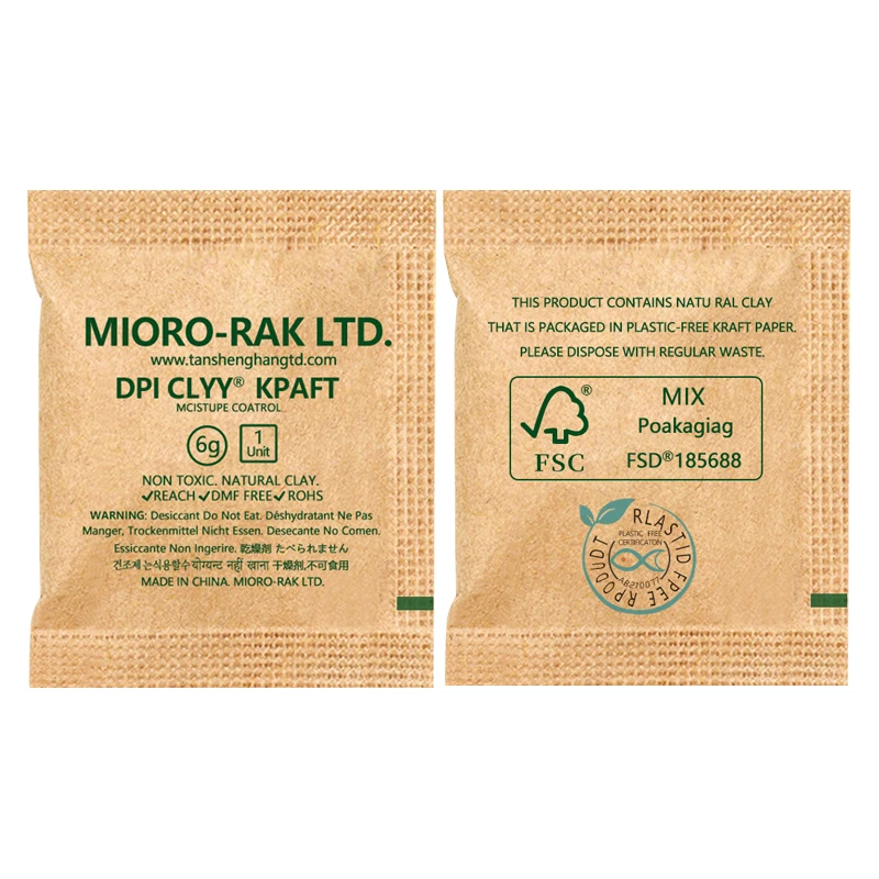6 Gram 50 Pack 1/6U Montmorillonite Kraft Clay Desiccants Packs for Storage Silica Gel Packets Alternative, Food Safe Bentonite