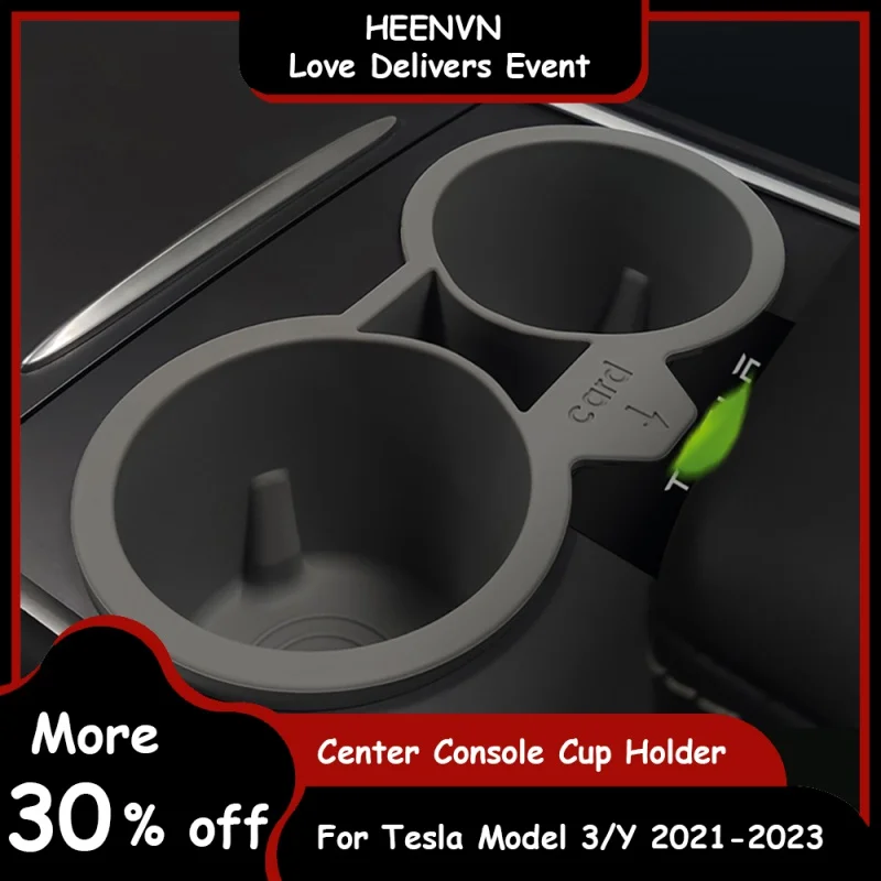 

Heenvn 2021-2023 Black Water Cup Holder Storage box Console Cup Holder Cup Holder Insert For Tesla Model 3 Model Y 2023 2022