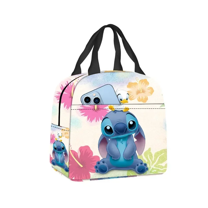 Disney Stitch Oxford Cloth Lunch Bag for Children Stitch Waterproof Insulated Outdoor Picnic Storage Box Cartoon Girls Handbag 4
