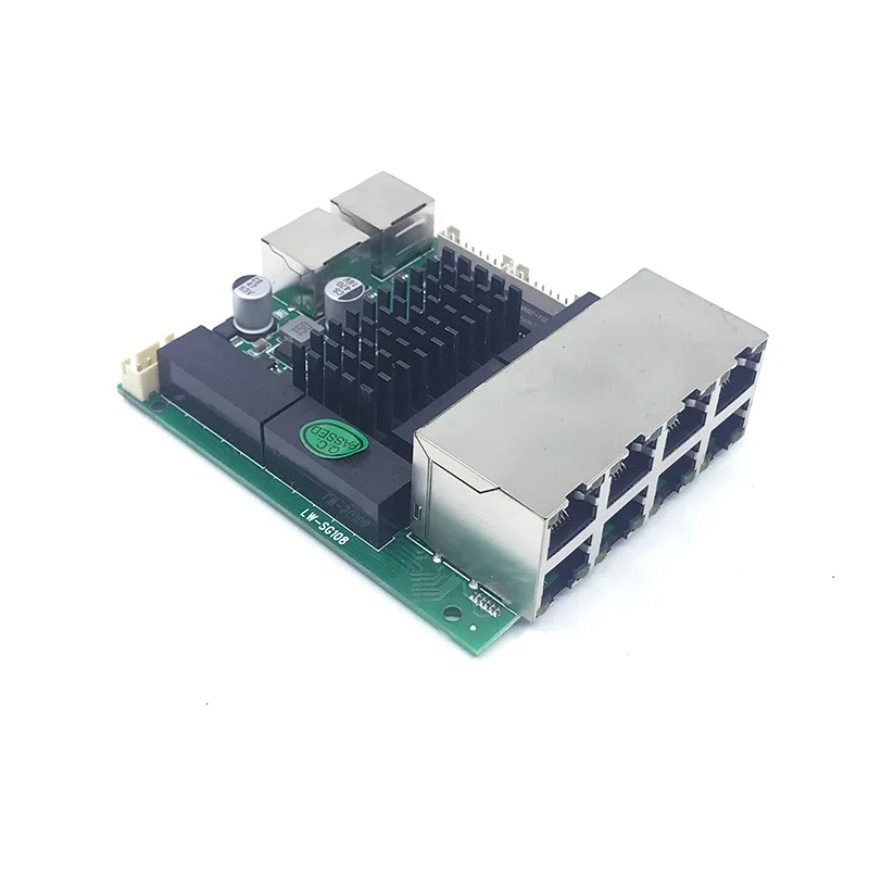 NVR UPLINK 산업용 모듈 PCBA 보드 OEM 포트 포함, 1000M 스위치 비관리형, 10 포트, 100 포트, 1000M, 9V-60V, 8 1000M 포트, 2 1000M