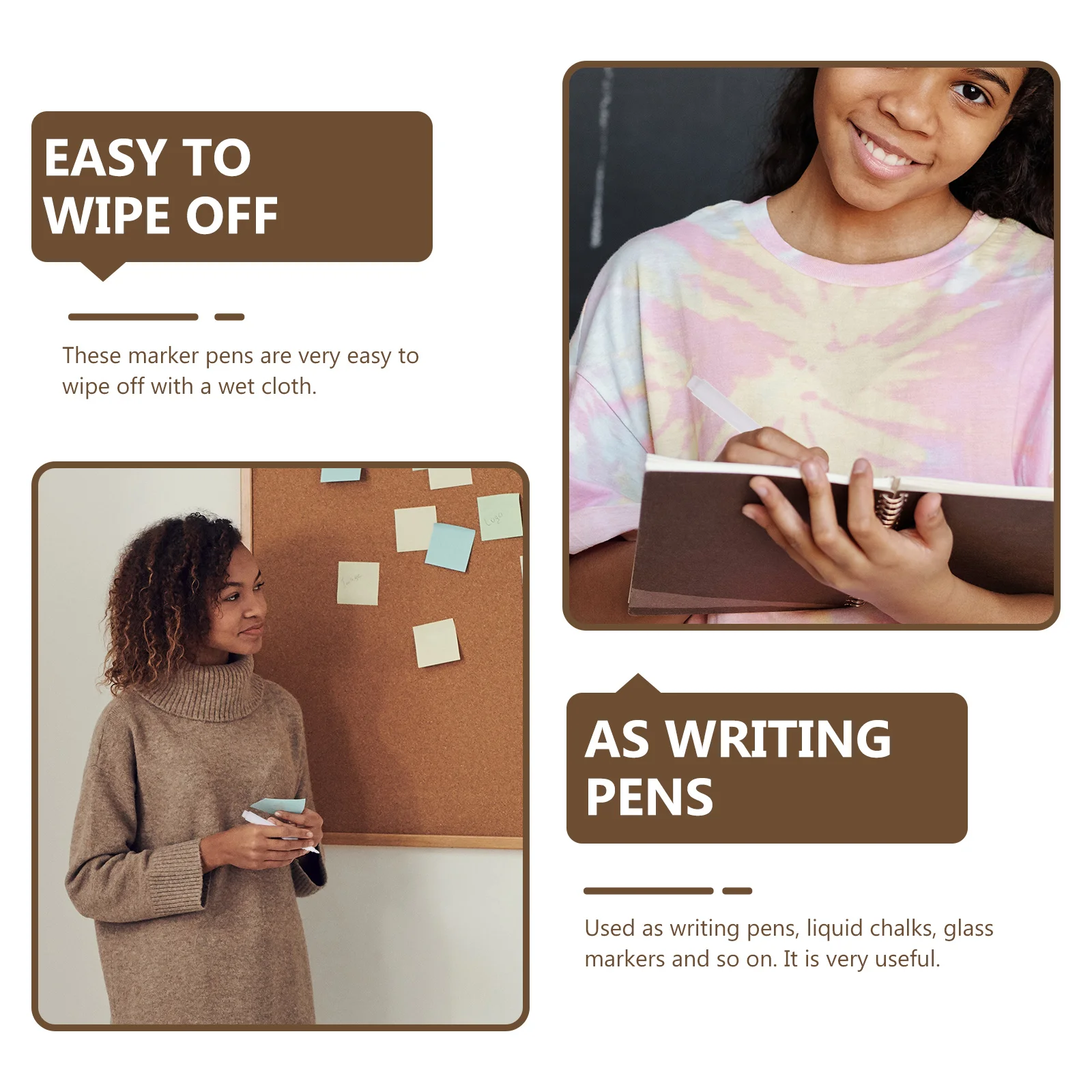 브러시 액체 마커 펜, 지워지는 흰색 분필 펜, 15 개